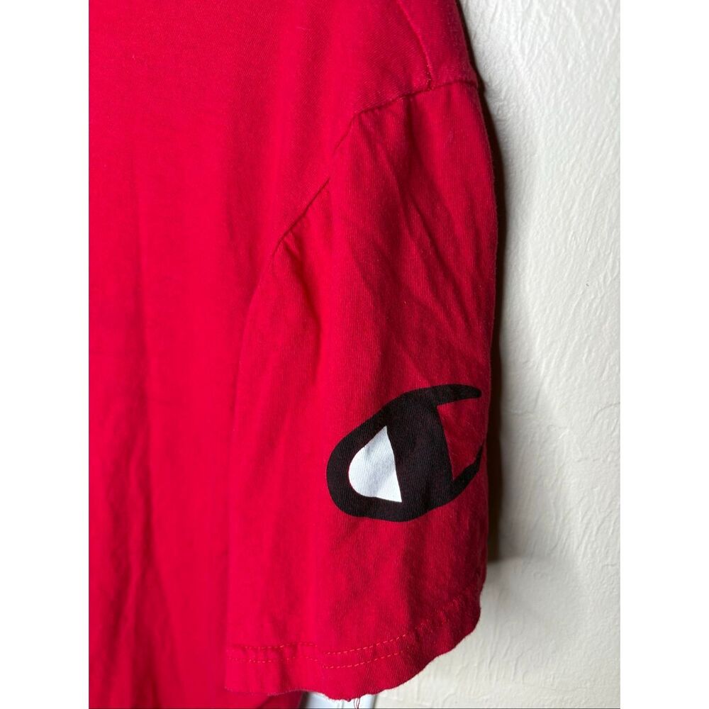 Champion Reverse Weave Red Script Logo T-Shirt Men's Oversized 100% Cotton Short - Picture 7 of 10